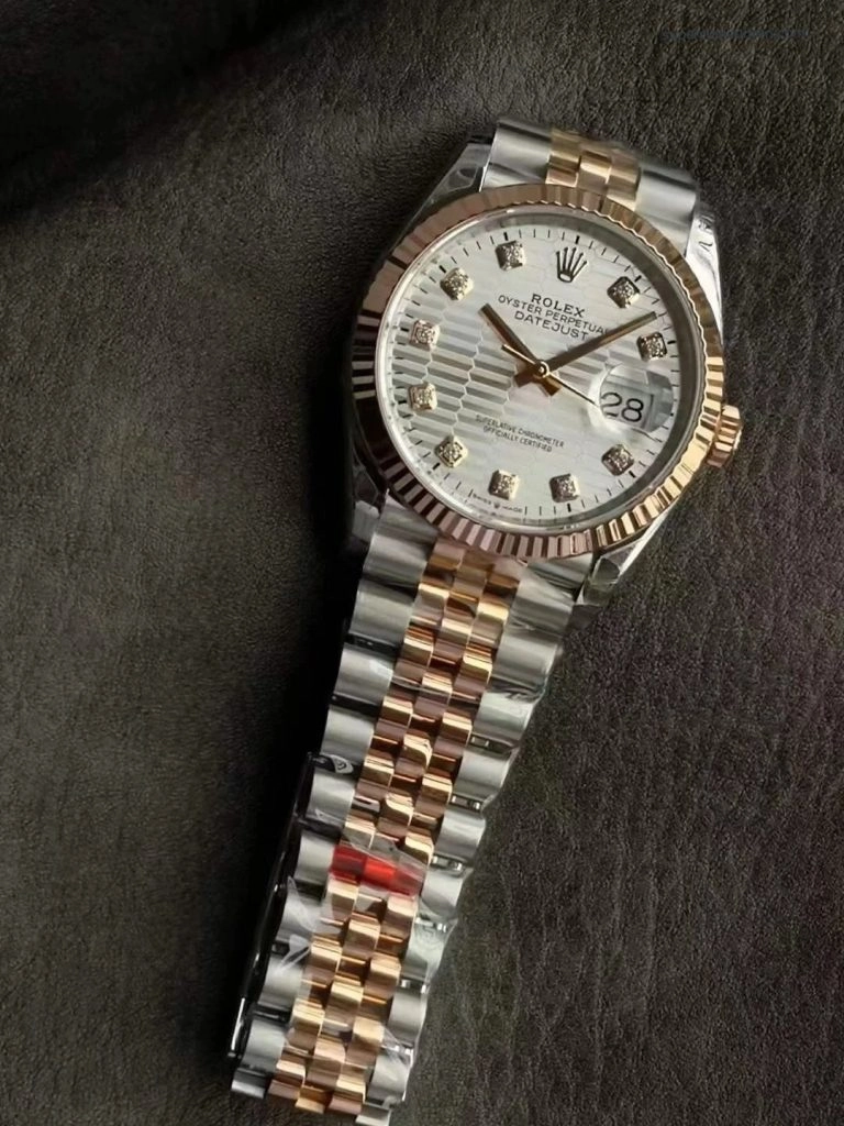 Premium Replica Uhr Rolex Datejust m126231-0039 Bicolor Roségold mit Diamantindizes 36mm