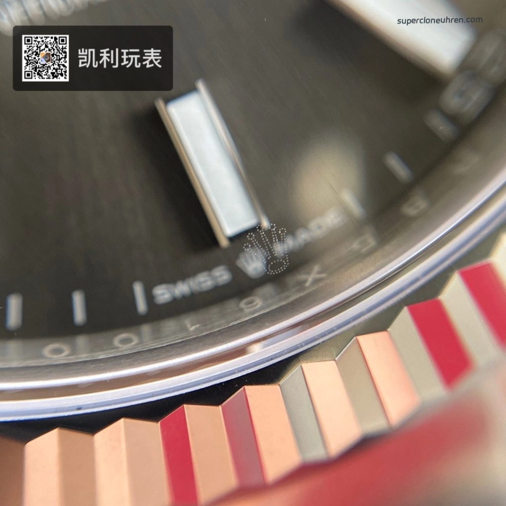 Super Clone Rolex Datejust 126334-0014 mit grauem Zifferblatt und geriffelter Lünette 41mm