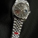 Super Clone Rolex Datejust 126334-0014 mit grauem Zifferblatt und geriffelter Lünette 41mm