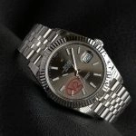 Super Clone Rolex Datejust 126334-0014 mit grauem Zifferblatt und geriffelter Lünette 41mm