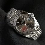 Super Clone Rolex Datejust 126334-0014 mit grauem Zifferblatt und geriffelter Lünette 41mm