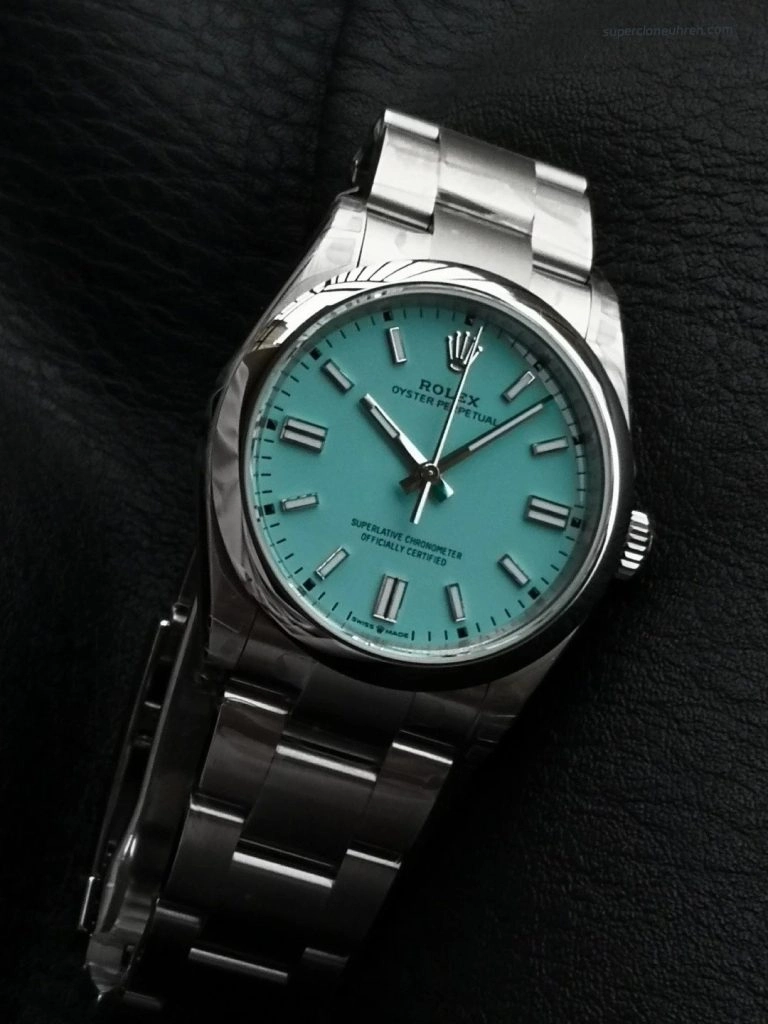 1:1 Super Clone Uhr Rolex Oyster Perpetual m126000-0006 mit türkisfarbenem Zifferblatt Edelstahl 36mm