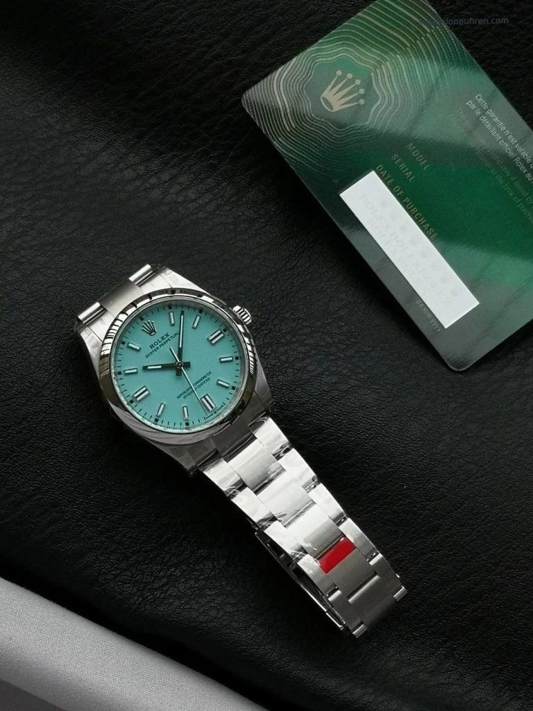 1:1 Super Clone Uhr Rolex Oyster Perpetual m126000-0006 mit türkisfarbenem Zifferblatt Edelstahl 36mm