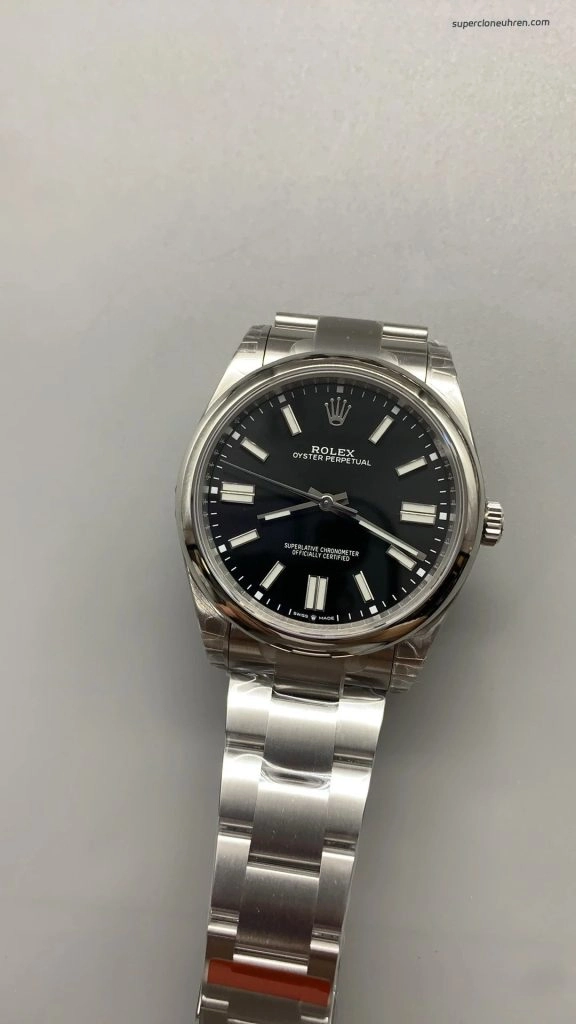 Premium Replica Uhr Rolex Oyster Perpetual 124300 schwarzes Zifferblatt Edelstahlband 41mm