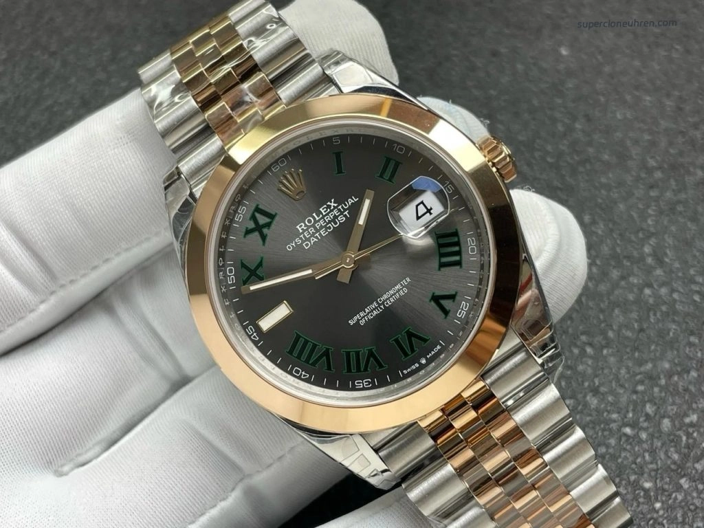 Super Clone Rolex Datejust m126301-0016 mit grünem Zifferblatt und Roségold 41mm