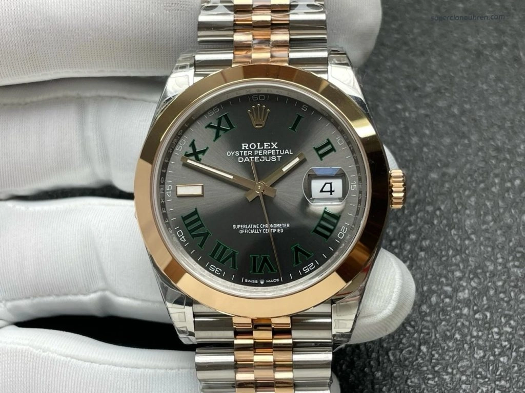 Super Clone Rolex Datejust m126301-0016 mit grünem Zifferblatt und Roségold 41mm