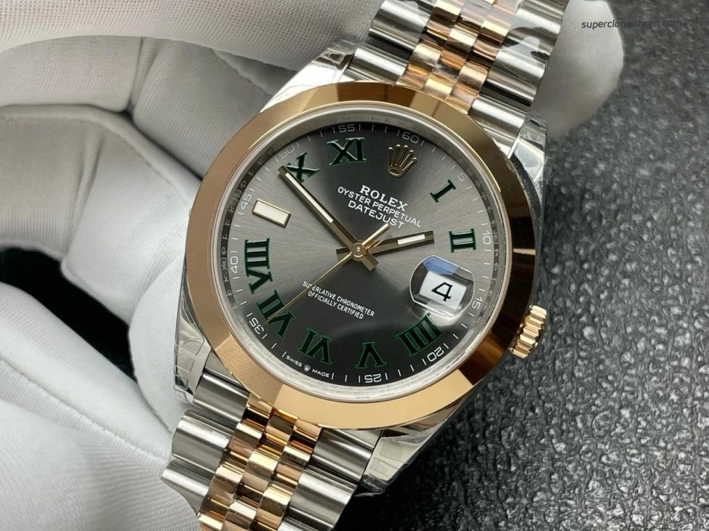 Super Clone Rolex Datejust m126301-0016 mit grünem Zifferblatt und Roségold 41mm