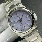 Premium Replica Uhr Rolex Oyster Perpetual m126000-0013 mit lavendelfarbenem Zifferblatt und Edelstahlband 36mm