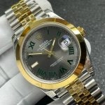 Premium Replica Uhr Rolex Datejust 126303-0020 Bicolor mit grünem Zifferblatt 41mm