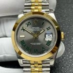 Premium Replica Uhr Rolex Datejust 126303-0020 Bicolor mit grünem Zifferblatt 41mm