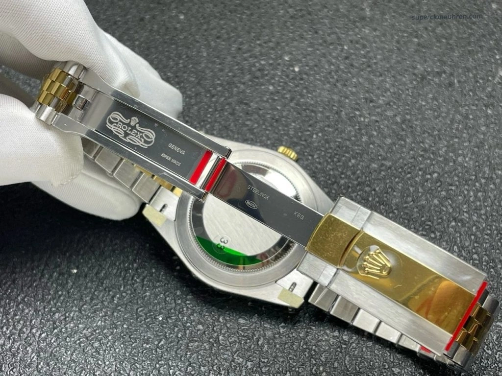 Premium Replica Uhr Rolex Datejust 126303-0020 Bicolor mit grünem Zifferblatt 41mm