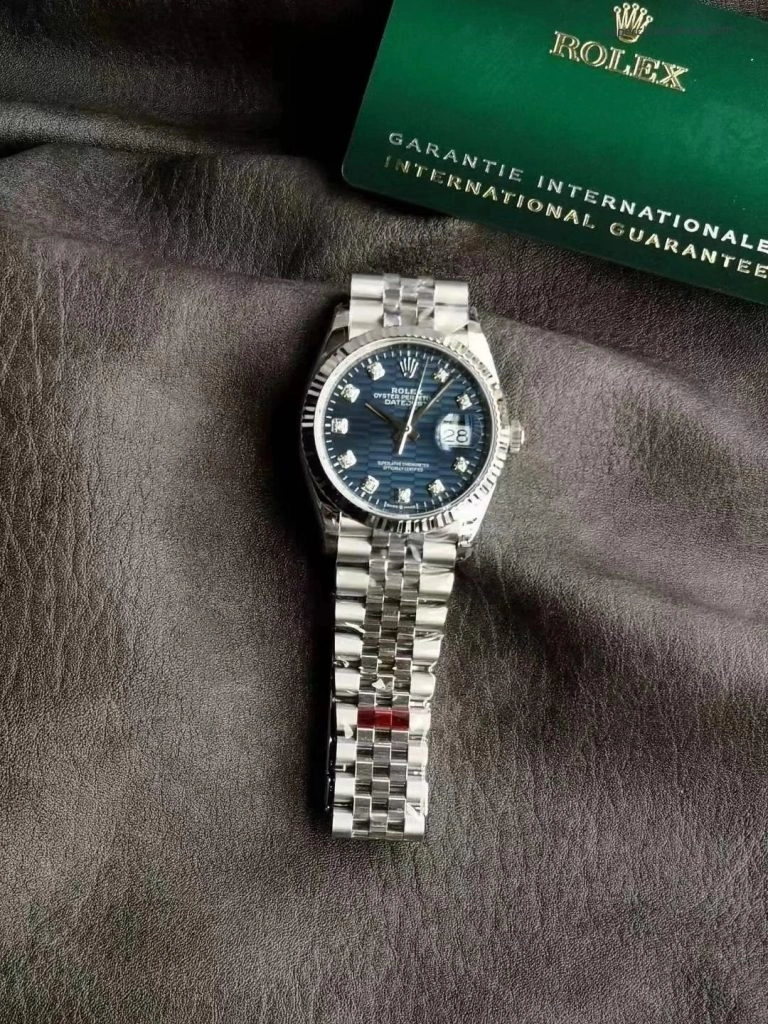 Super Clone Rolex Datejust 126234-0057 mit blauem Strukturzifferblatt und Jubilee-Band 36 mm