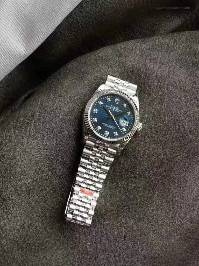 Super Clone Rolex Datejust 126234-0057 mit blauem Strukturzifferblatt und Jubilee-Band 36 mm