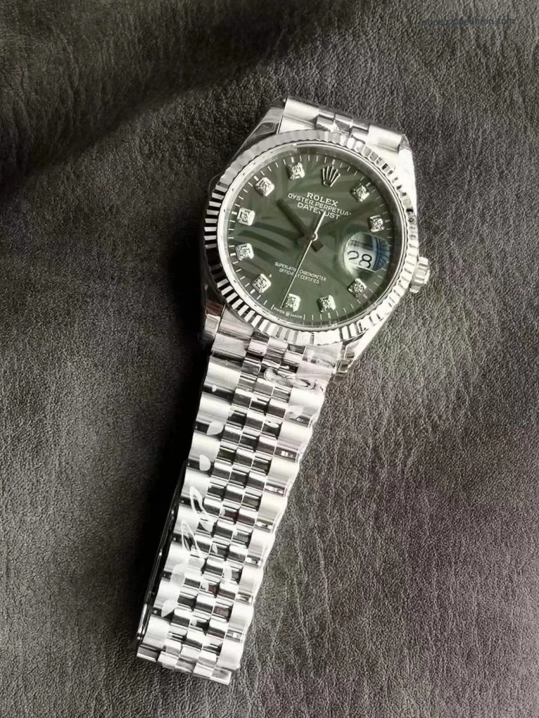 Premium Replica Uhr Rolex Datejust m126234-0055 grünes Palmblatt-Zifferblatt 36mm