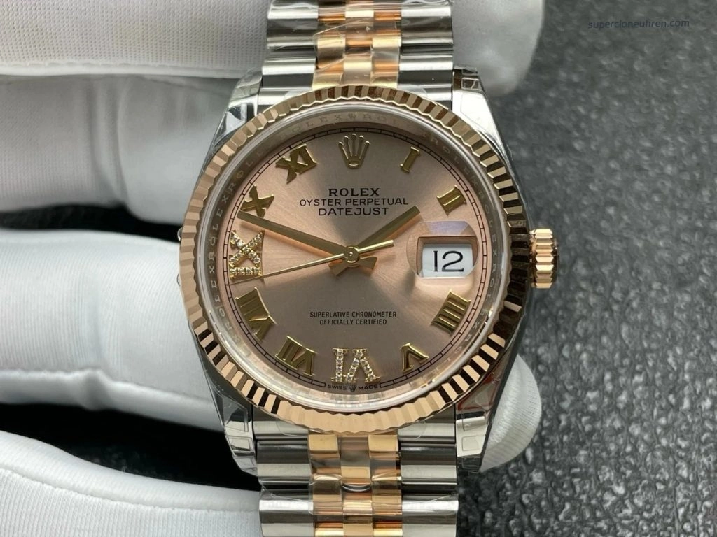 Super Clone Rolex Datejust 126231-0027 Roségold Champagner 36mm