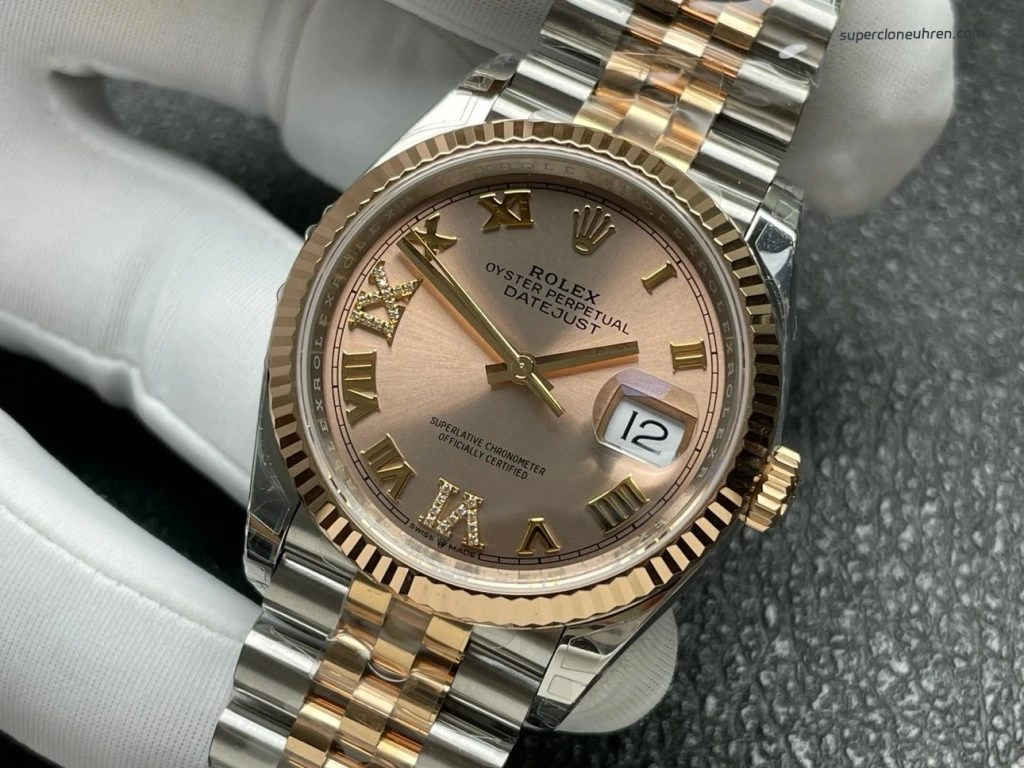 Super Clone Rolex Datejust 126231-0027 Roségold Champagner 36mm