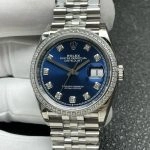 Premium Replica Uhr Rolex Datejust m126284rbr-0029 mit blauem Zifferblatt und Diamantlünette 36 mm