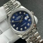 Premium Replica Uhr Rolex Datejust m126284rbr-0049 mit blauem Waben-Zifferblatt und Diamantlünette 36mm