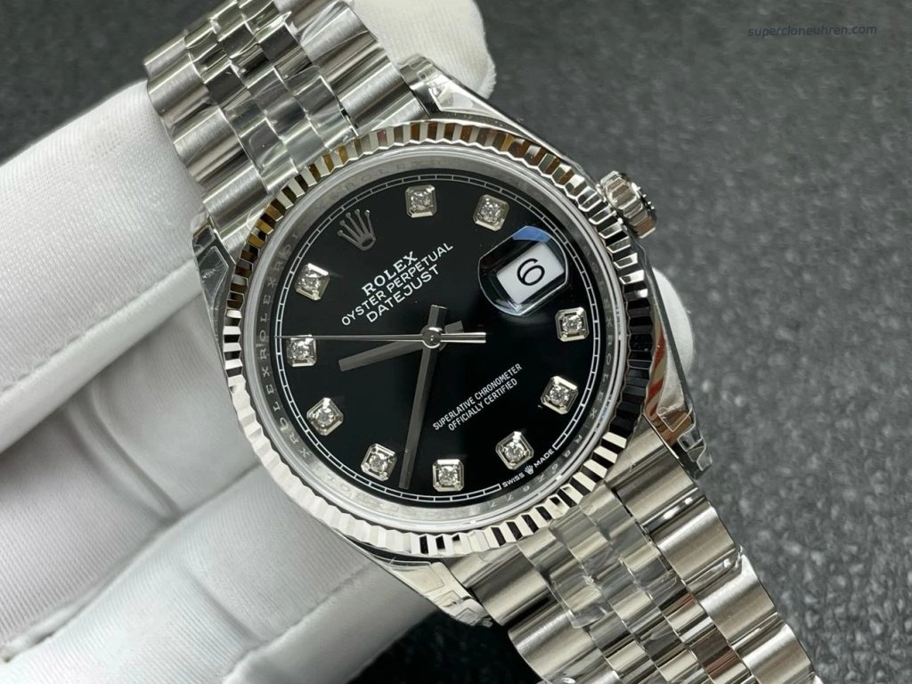 Premium Replica Uhr Rolex Datejust 126234-0027 Edelstahl mit schwarzem Zifferblatt 36mm