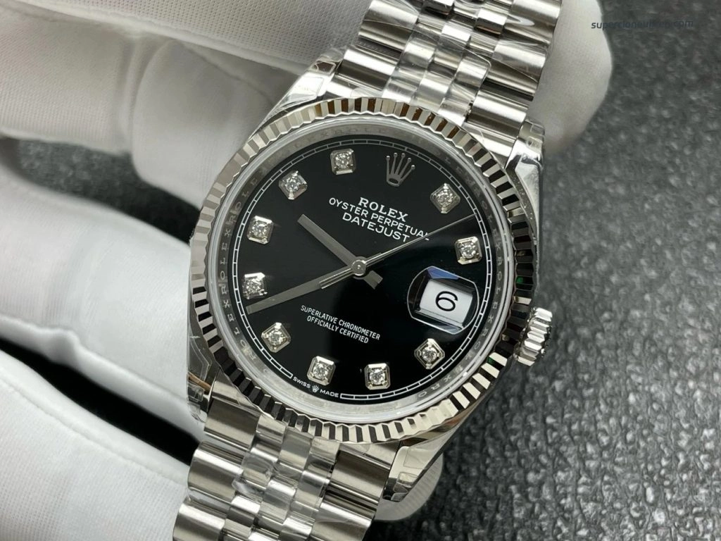 Premium Replica Uhr Rolex Datejust 126234-0027 Edelstahl mit schwarzem Zifferblatt 36mm