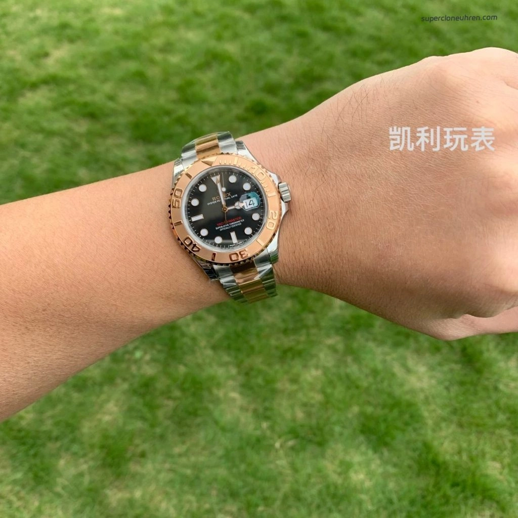 1:1 Super Clone Uhr Rolex Yacht-Master 116621-0002 Schwarz Zifferblatt Bicolor 40mm