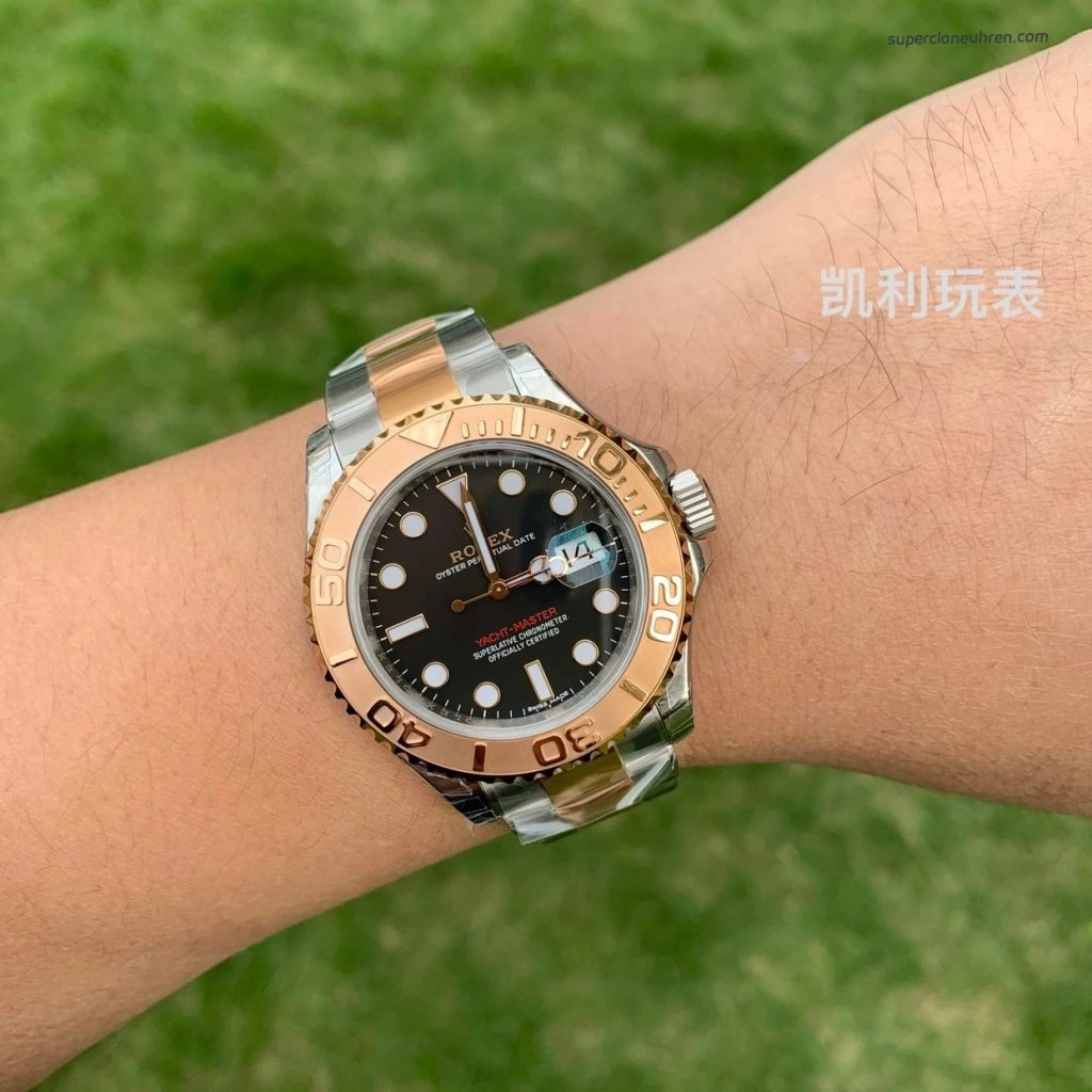 1:1 Super Clone Uhr Rolex Yacht-Master 116621-0002 Schwarz Zifferblatt Bicolor 40mm