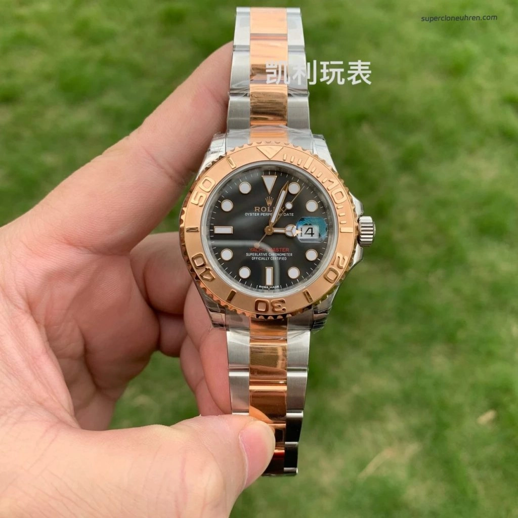 1:1 Super Clone Uhr Rolex Yacht-Master 116621-0002 Schwarz Zifferblatt Bicolor 40mm