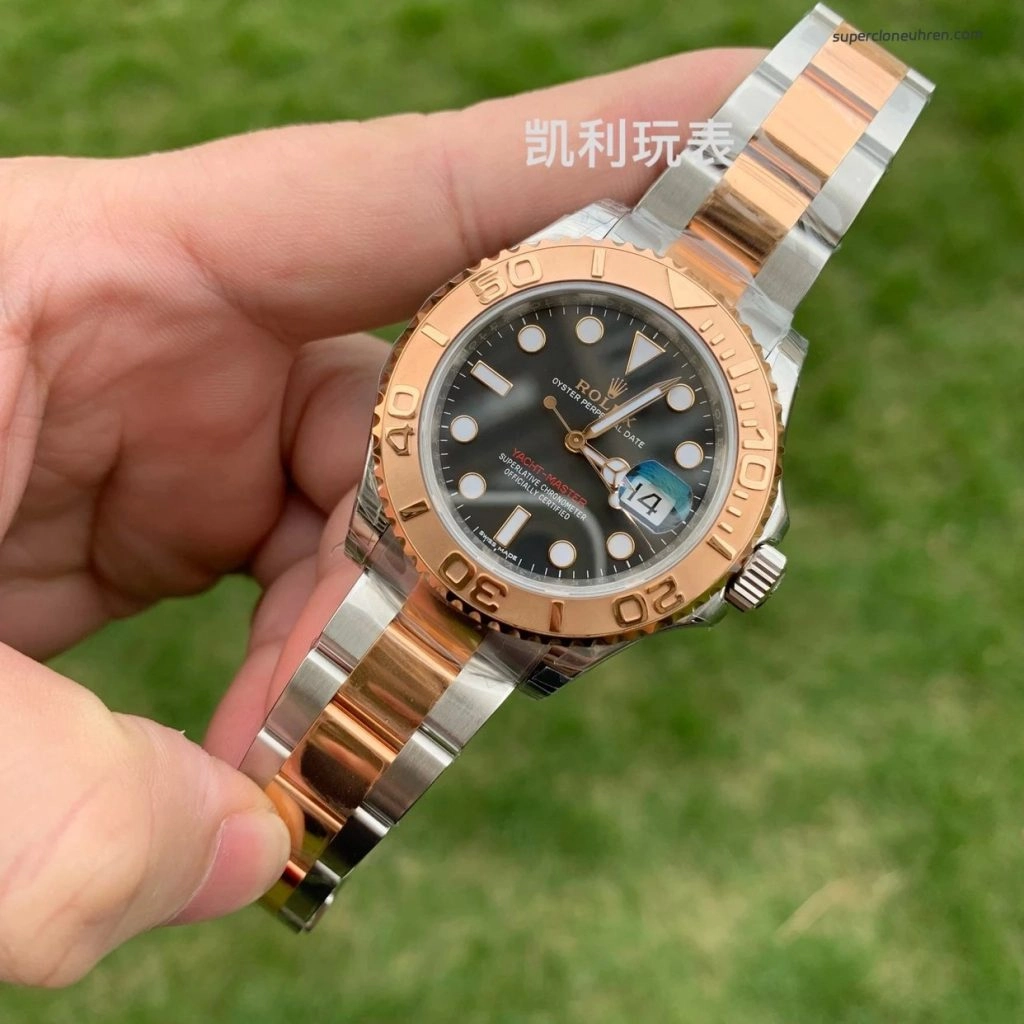 1:1 Super Clone Uhr Rolex Yacht-Master 116621-0002 Schwarz Zifferblatt Bicolor 40mm