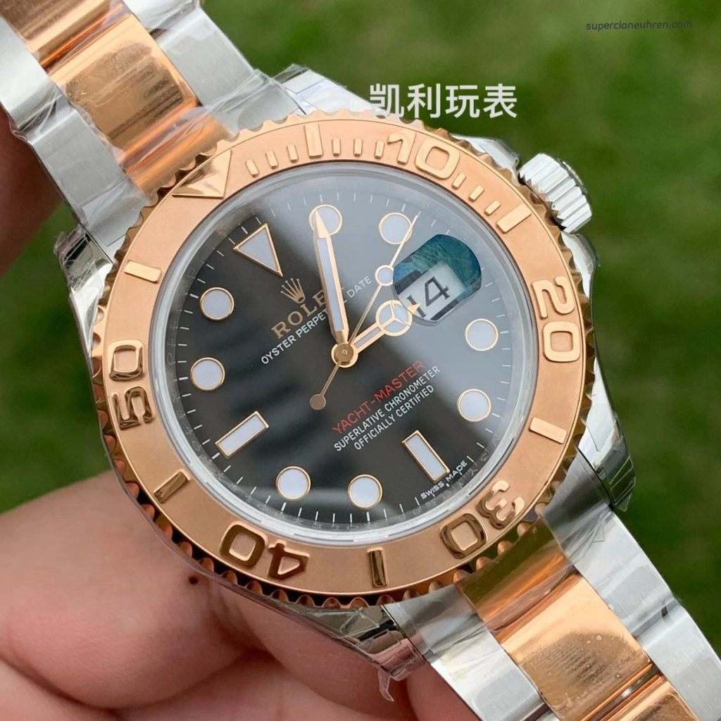 1:1 Super Clone Uhr Rolex Yacht-Master 116621-0002 Schwarz Zifferblatt Bicolor 40mm