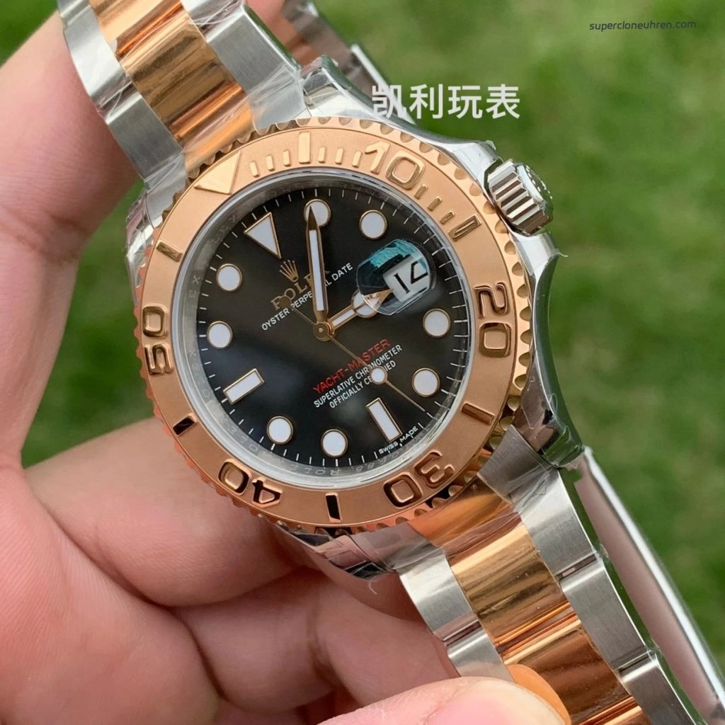 1:1 Super Clone Uhr Rolex Yacht-Master 116621-0002 Schwarz Zifferblatt Bicolor 40mm