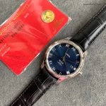 1:1 Super Clone Uhr Omega De Ville 431.13.41.21.03.001 blaues Zifferblatt mit Lederband 41mm