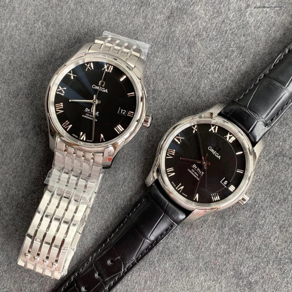 Premium Replica Uhr Omega De Ville 431.10.41.21.01.001 schwarzes Zifferblatt Edelstahlband 41mm