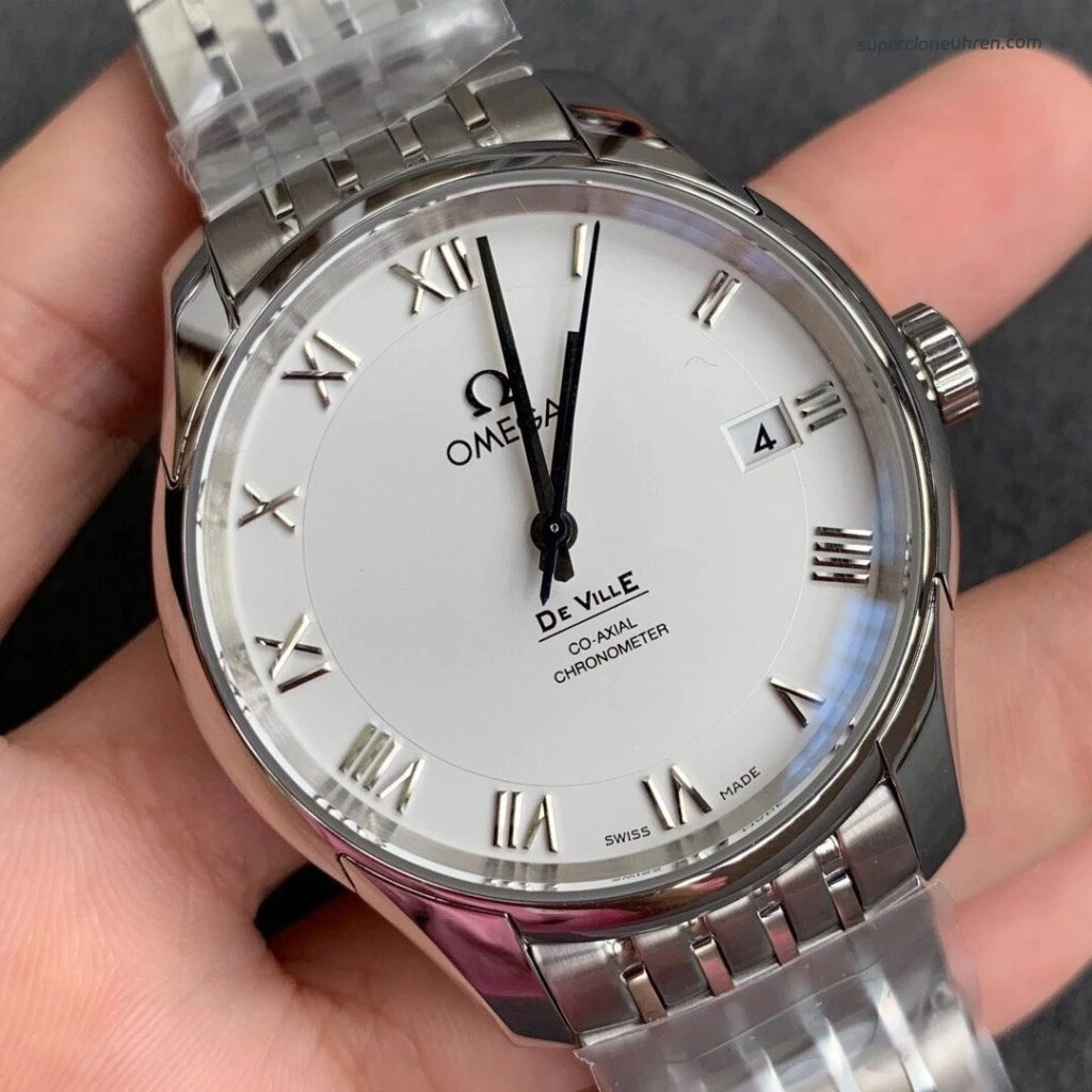Super Clone Omega De Ville 431.10.41.21.02.001 silbernes Zifferblatt mit blauem Sekundenzeiger 41mm