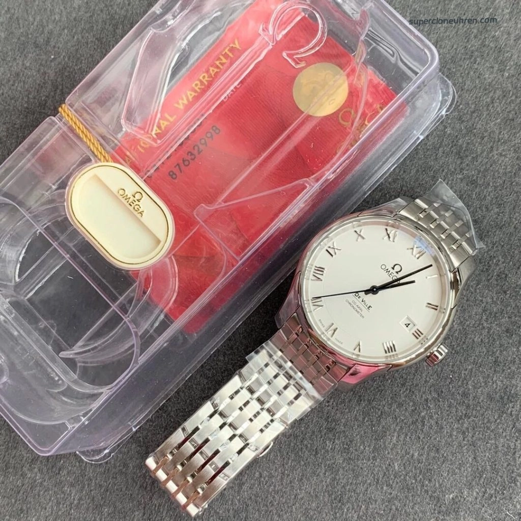 Super Clone Omega De Ville 431.10.41.21.02.001 silbernes Zifferblatt mit blauem Sekundenzeiger 41mm