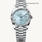 1:1 Super Clone Uhr Rolex Day-Date M228236-0012 eisblaues Zifferblatt mit römischen Ziffern 40mm