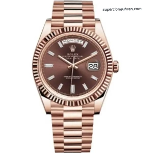 Premium Replica Uhr Rolex Day-Date m228235-0003 Roségold mit schokoladenbraunem Zifferblatt 40mm