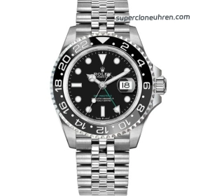 Super Clone Rolex GMT-Master II 126710GRNR-0003 Oystersteel mit schwarzer Lünette 40 mm