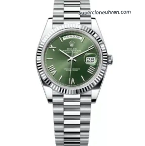 Super Clone Rolex Day-Date m228236-0008 grünes Zifferblatt mit römischen Indizes 40mm