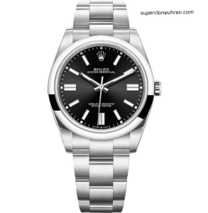 Premium Replica Uhr Rolex Oyster Perpetual 124300 schwarzes Zifferblatt Edelstahlband 41mm