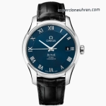1:1 Super Clone Uhr Omega De Ville 431.13.41.21.03.001 blaues Zifferblatt mit Lederband 41mm