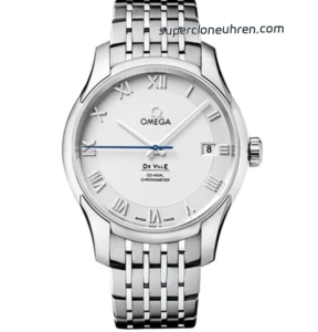 Super Clone Omega De Ville 431.10.41.21.02.001 silbernes Zifferblatt mit blauem Sekundenzeiger 41mm