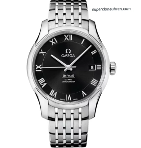 Premium Replica Uhr Omega De Ville 431.10.41.21.01.001 schwarzes Zifferblatt Edelstahlband 41mm