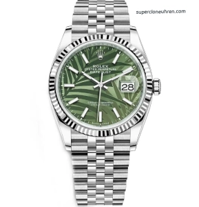 Premium Replica Uhr Rolex Datejust m126234-0047 mit grünem Palmenblatt-Zifferblatt 36mm