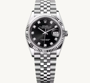 Premium Replica Uhr Rolex Datejust 126234-0027 Edelstahl mit schwarzem Zifferblatt 36mm