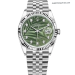 Premium Replica Uhr Rolex Datejust m126234-0055 grünes Palmblatt-Zifferblatt 36mm