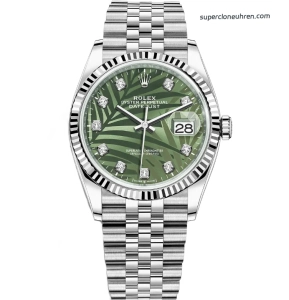 Premium Replica Uhr Rolex Datejust m126234-0055 grünes Palmblatt-Zifferblatt 36mm