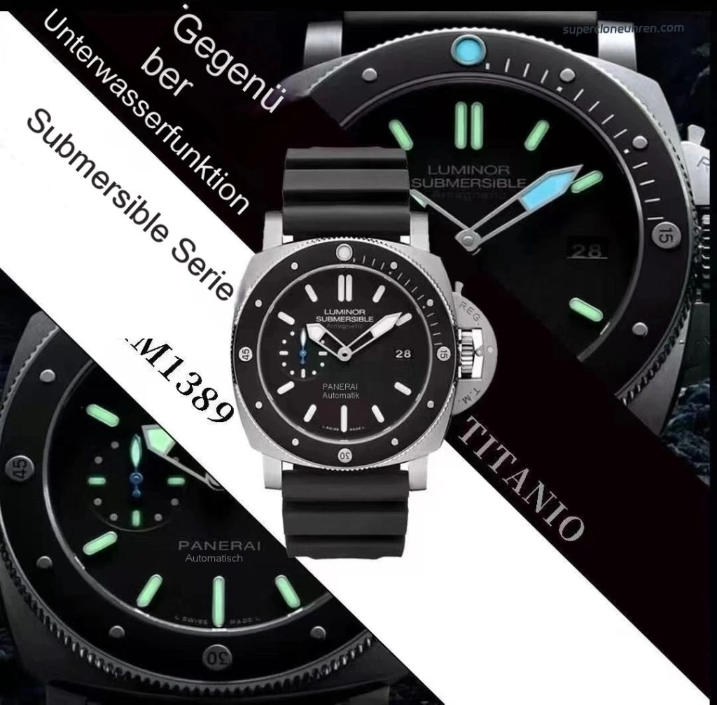 Premium Replica Uhr Panerai Submersible PAM01389 Titangehäuse mit Keramiklünette 47mm