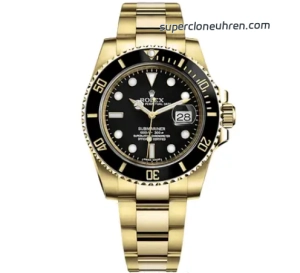 Super Clone Rolex Submariner 116618LN-97208 schwarzes Zifferblatt Gelbgold 40mm