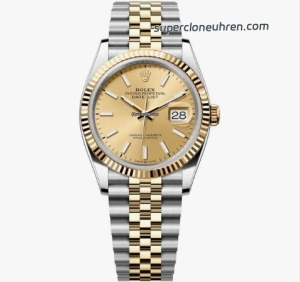 Premium Replica Uhr Rolex Datejust m126233-0015 mit Bicolor-Lünette und Jubilé-Band 36mm