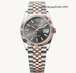 Premium Replica Uhr Rolex Datejust m126231-0013 Bicolor mit geriffelter Lünette 36mm